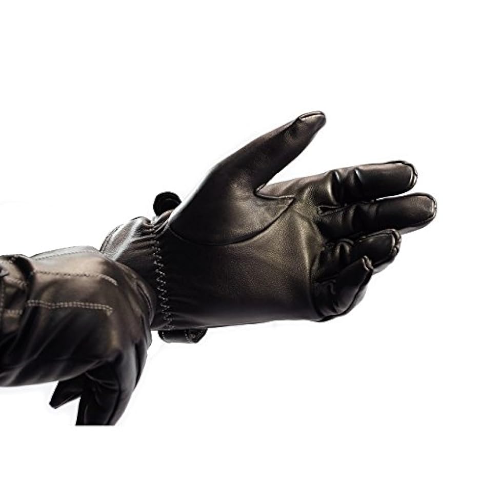 Tpos レザー手袋 本革 ラム 羊 スマホ対応 タッチパネル 快適操作 裏起毛で暖かい 革手袋 メンズ冬グローブ