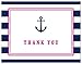 50 Cnt Navy Stripes Pink Border Anchor Nautical Baby Shower Thank You Cards