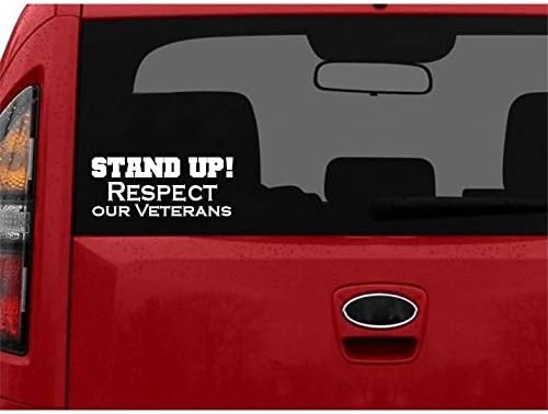 StickerLoaf Brand RESPECT OUR VETERANS Car Truck Laptop Decal Sticker Flag Patriotic National Anthem USA America Proud American United States Pride