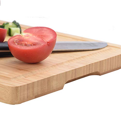 ZESPROKA Extra Large Bamboo Cutting Board (16 x 12 x 1 Inches) with Juice Grooves -Wooden Chopping Board for Meat, Vegetables, Fruit&Cheese - Non Slip & Non Stick Design- Butcher Block for Kitchen - Thumbnail 3