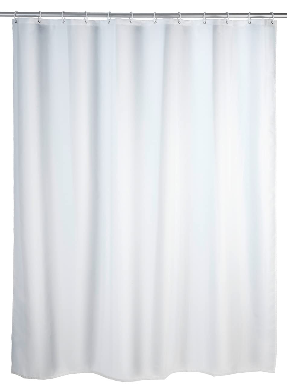WENKO Shower curtain single-colour White - high-quality textile fabric, washable, Polyester, 120 x 200 cm, White