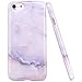 JAHOLAN White Jade Marble Design Clear Bumper Glossy TPU Soft Rubber Silicone Cover Phone Case Compatible with iPhone 7 iPhone 8