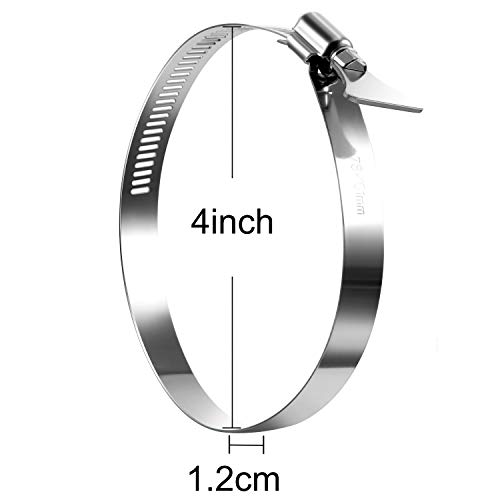 Chengu 4 Inch Key Hose Clamp Key-Type Adjustable Stainless Steel Hose Clamp, Pipe Clamp, Worm Gear Clamps for Plumbing, Automotive (6 Pack) - Thumbnail 2