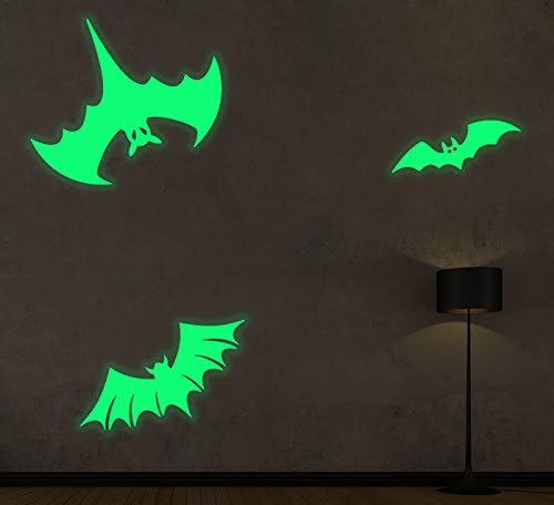 Marsway Halloween Decor Creative PVC Luminous Wall Sticker Fluorescent Decorative Night Glow Decal for Halloween Party (Bat)