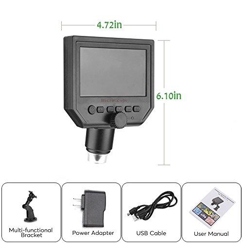 LCD Digital Microscope Sourcingbay 4.3 Inch Portable Detection HD Display Screen 600X Zoom Built-In Battery Camera Video Recording Timestamp for Micro-organisms, Plants, Insects and Repair Microscope - Thumbnail 6