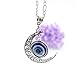 Liumart Crescent Moon Pendant Blue Eyes Necklace Evil Eye Glass Art Picture Triple Goddess Pendant