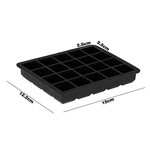 Silicone Ice Cube Tray 2.5 cm Flexible Moulds Kitchen Tools for Whiskey and Cocktails, 20 Grid, Pack of 2 - Thumbnail 2