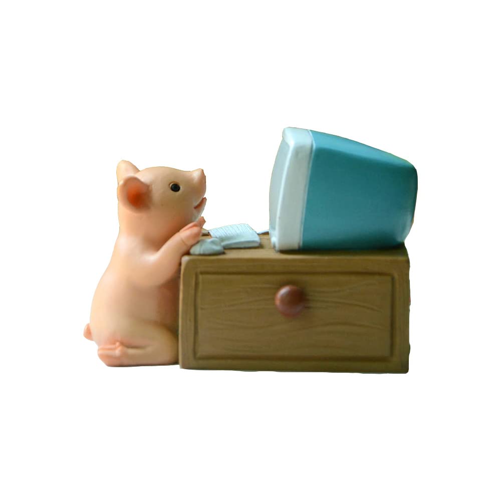 Gemmia Miniature Fairy Garden Pig Figurines- Use Computer Pig