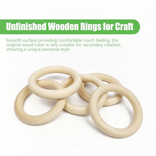 10 Pcs 100mm/3.9inch Unfinished Wooden Rings, Natural Wood Rings for Crafts Making, Large Macrame Rings Without Paint, Pendant Connectors