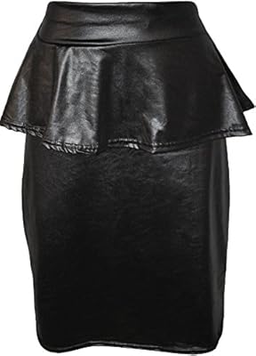 WearAll Women's Plus Size Wet Look Peplum Skirt
