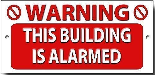 WARNING THIS BUILDING IS ALARMED quality metal sign