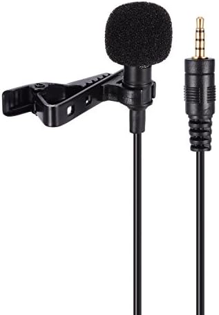 PUNASI Clip on Lapel Microphone Lavalier Omnidirectional Condenser Mic with TRS Audio Adaptor for iPhone and Android Smartphones, Laptop Macbook Computer, DSLR Camera