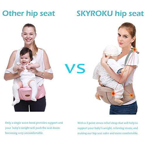 Baby Hip Seat Carrier Waist Stool - SKYROKU Baby Carrier for Child Infant Toddler with Adjustable Back Strain Relief Strap Safety Certified (Navy Blue)
