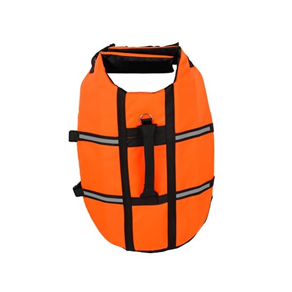 UEETEK Cane Giubbotto Salvagente Riflettente Gilet di Salvataggio per Cane Medio 9-23kg Taglia M Arancione - immagine 3
