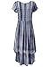 JayJay Women Boho Casual Maxi U-Neck Short Sleeve Tie Dye Print Long Dress with Pocket,Navy,2XL