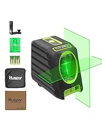 Nivel láser de autonivelación   Huepar Box 1G 150 ft 45 m exterior verde cruz línea nivel láser con cubierta de haz vertical de 150 °, líneas láser seleccionables, base magnética de 360° y batería incluida