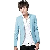 ROPALIA Korean Men Slim Fit Lapel Coat Casual One Button Blazer Suit Coat Tops