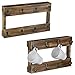 MyGift Wall Mounted Mug Rack - Burnt Wood 8-Hook Coffee Tea Cup Hanging Rack, Set of 2