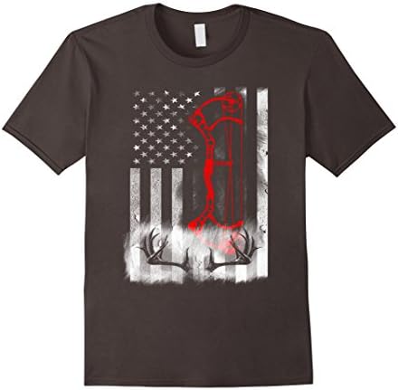 Men's Deer Hunting Flag T-shirt Large Asphalt