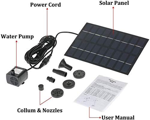 Gocheer 1.8W Solar Fountain Water Pump for Bird Bath Solar Panel Kit Outdoor Fountain for Small Pond, Pool,Patio Garden (Square)