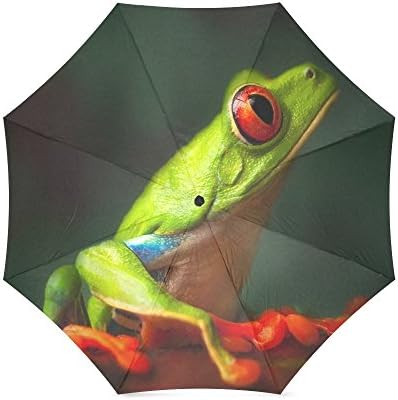 Cute Red Eyed Tree Frog Folding Rain Umbrella Parasol Windproof Travel Sun Umbrella Compact