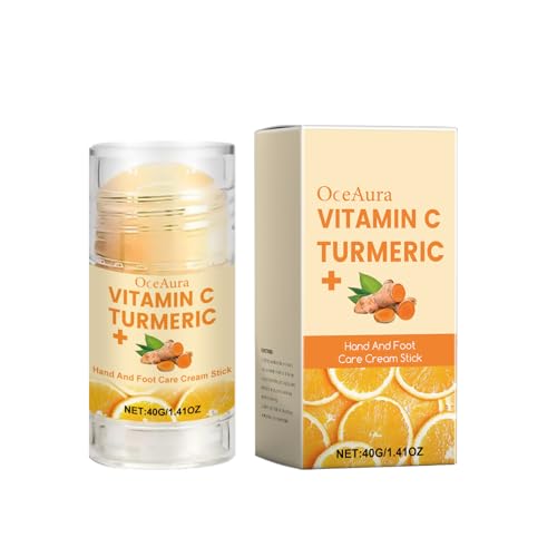 kunier Vitamin C & Turmeric Hand & Foot Cream Stick - Natural Moisturizer with Beeswax for Smooth Skin, 1.41oz