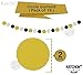 Black and Gold Party Decorations Kit - 6 Pom Poms - Gold Silver Black Circle Garland - 4 Gold Paper 4 Black Paper 4 Silver Paper Tassel Gold Black Banner