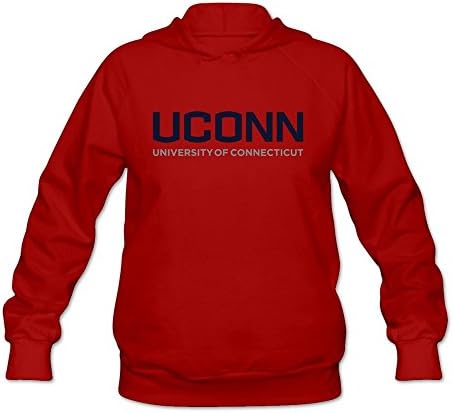 Fashion Sense Girl Uconn Or University Of Connecticut Logo Long Sleeve Hooded Sweatshirt X-Large Red
