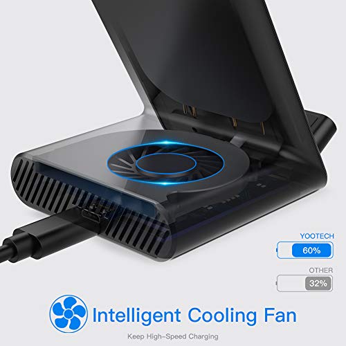 Yootech Fast Wireless Charger with Cooling Fan, Qi-Certified 10W Max Wireless Charging Stand with Quick Adapter,Compatible iPhone 11/11 Pro/11 Pro Max/XS MAX/XR/XS,Galaxy Note 10/Note 10 Plus/S10 Plus