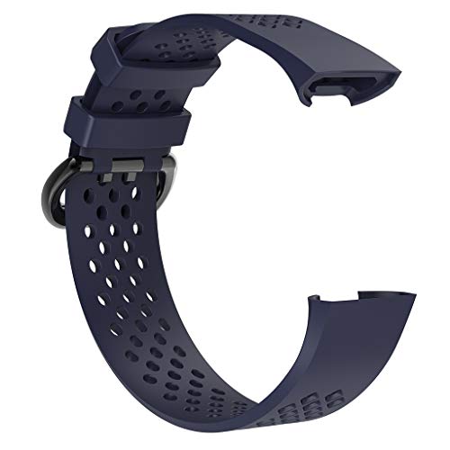 MoreToys Compatible Fitbit Charge 3 Band, Silicone Replacement Accessory Sport Wristband Watch Strap Bracelet for Fitbit Charge 3 Fitness Tracker (Large, Navy)