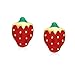 14k Yellow Gold and Red Enamel Strawberry Fruit Earrings in Secure Screw backings
