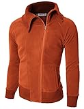 Doublju Mens Terry Zip-up Hood Slim fit Jacket