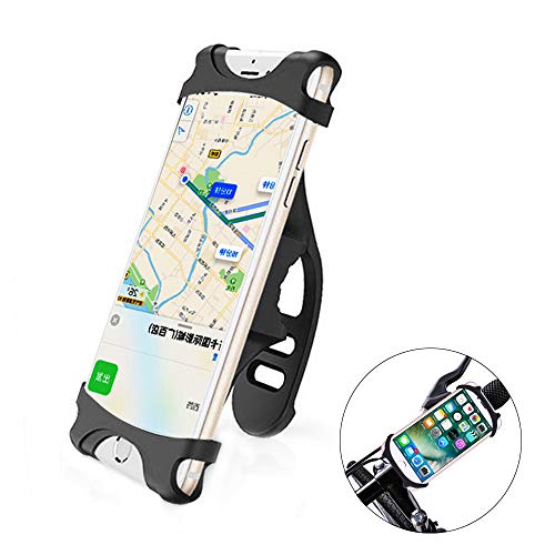 Enkrio Universal Phone Bike Mount Silicone Motorcycle Bicycle Cell Phone Holder Non-Slip Grip Cradle Clamp Holder Fits iPhone X, 8, 8 Plus, 7, 7 Plus, 6, 6 Plus, Samsung Series Android Devices