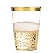Munfix 100 Gold Plastic Cups 8 Oz Clear Plastic Cups Tumblers Gold Rimmed Cups Fancy Disposable Wedding Cups Elegant Party Cups with Gold Rim