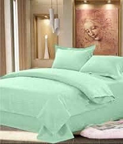 SINGHS MART Pure Cotton Plain Double Bed Sheet with 2 Pillow Covers,Green