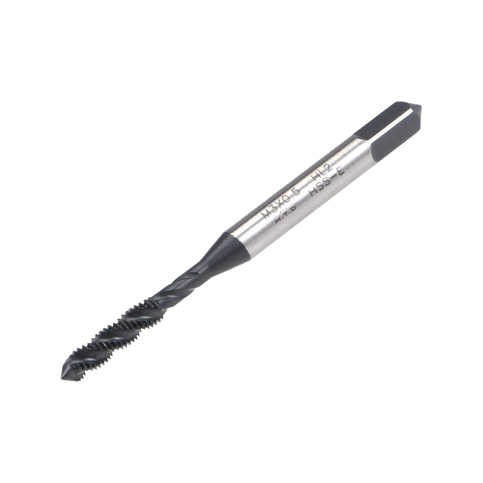 sourcing map M3 x 0.5 Spiral Flute Thread Tap, Metric Machine Threading Tap HSS Nitriding Coated, Round Shank with Square End, H2 Tolerance