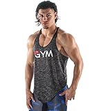 Men's Gym Stringer Tank Top Bodybuilding Athletic Workout Muscle Fitness Vest (Large, Black)