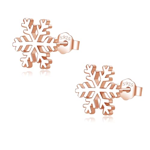 Glintara Ohrstecker Silber 925 Weihnachten, 925 Sterling Silber Weihnachts Ohrstecker, Silber Schneeflocke Ohrringe Stecker Damen, Schlafen Hypoallergen Ohrstecker Schmuck Für Mädchen Freundinnen