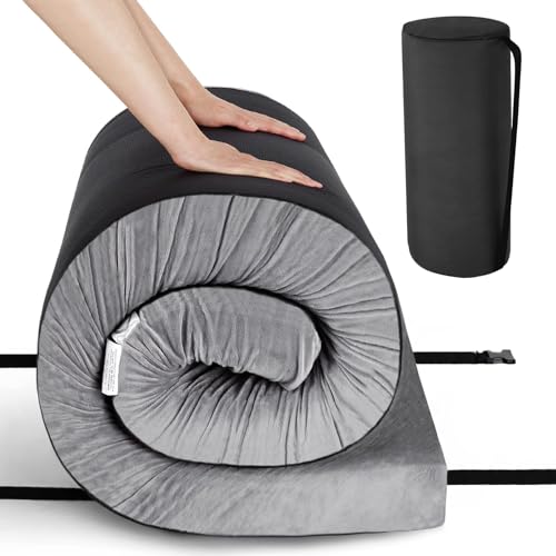 IDEALHOUSE 2024 New 3 Inches Memory Foam Camping Mattress, Roll Up Sleeping Pad…