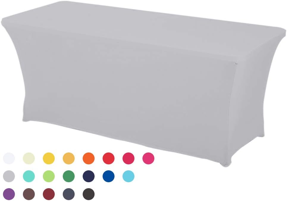 HAORUI Spandex Stretch Lycra Table Cover Cloth 5ft Foot Rectangular Fit