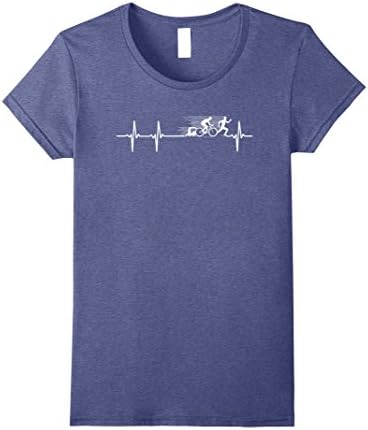 Womens Triathlon Heartbeat T Shirts Best Gifts For Triathlon Lover Small Heather Blue