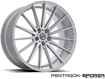 22" Inch Sporza Pentagon Silver / Brushed Face Wheels Rims Only | Set of 4 | Financing Available | Infiniti Audi Mercedes Dodge Chevy Chrysler Acura Ford Lexus Nissan BMW