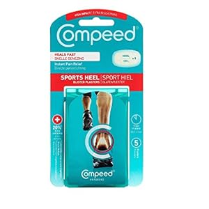 Compeed Sports Heel Blister Plasters, 5 Hydrocolloid Plasters, Foot Treatment, Heal fast, 20% Extra Cushioning*, Dimensions: 4.2 x 6.8 cm