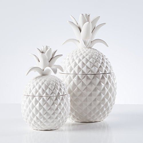 Torre & Tagus Pineapple Ceramic Lidded Canister White Crown Lid