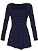 Famulily Women's Square Neck Ruched Empire Waist Tunic Tops Long Sleeve Shirt,Navy Blue,X-large