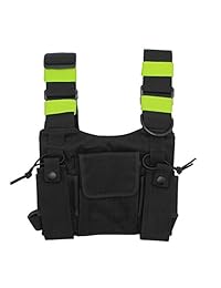 goodqbuy Universal Radio arnés para el pecho Rig bolsillo de la bolsa funda del paquete chaleco verde fluorescente para radio de dos vías
