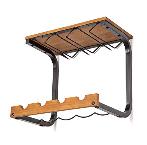 image for Soduku Wine Rack Wall Mounted Handmade Metal & Wood Wine Countertop Ra