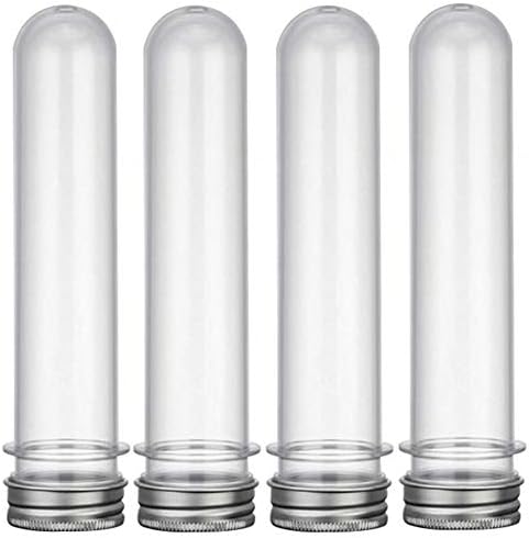Ainstsk 10Pcs Plastic Test Tubes Clear and Transparent Candy Storage Containers with Screw Caps 45ml,Drinks Cocktail Jelly Bean Cookie Nuts Bottle Containers for Halloween Wedding Party