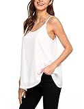 Qearal Women's V Neck Chiffon Tank Tops Loose Spaghetti Strap Cami Shirt