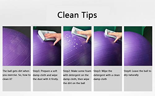 BST POWER Exercise Ball, 45-85cm Extra Thick Yoga Ball Chair, Anti-Burst Heavy Duty Gym Ball Stability Ball Birthing Ball with Quick Pump (Purple, 65 cm)